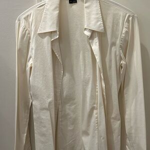 Theory Ivory Button-Up Blouse